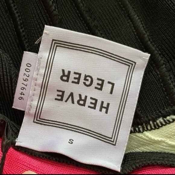 Herve Leger Andie Color Block Pink Bandage Dress, Size: Small - Picture 7 of 9